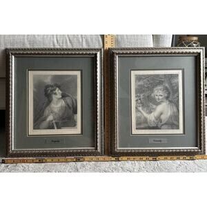 Tragedy and Comedy, Antique Woodcuts Two Pictures, Black and White, Portrait